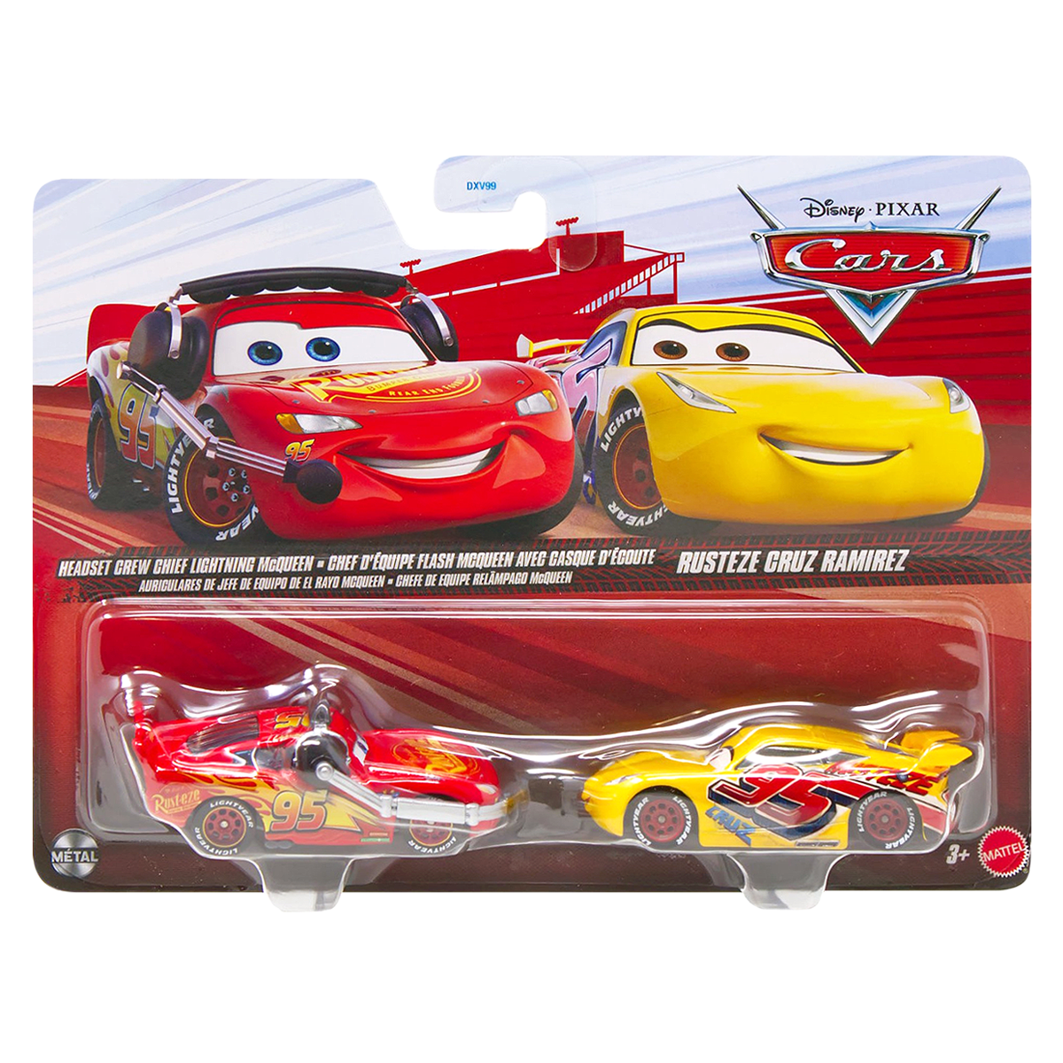 Disney Pixar Cars 2-Pack Headset Crew Chief Lightning McQueen and Rusteze Cruz Ramirez 2026, Die-Cast Metal Toy Car, Authentic Character Vehicles, Cars Movies, Disney+ Cars on the Road, Kids Push-Around Play