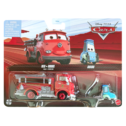 Disney Pixar Cars 2-Pack Red and Guido 2026, Die-Cast Metal Toy Car, Authentic Character Vehicles, Cars Movies, Disney+ Cars on the Road, Kids Push-Around Play