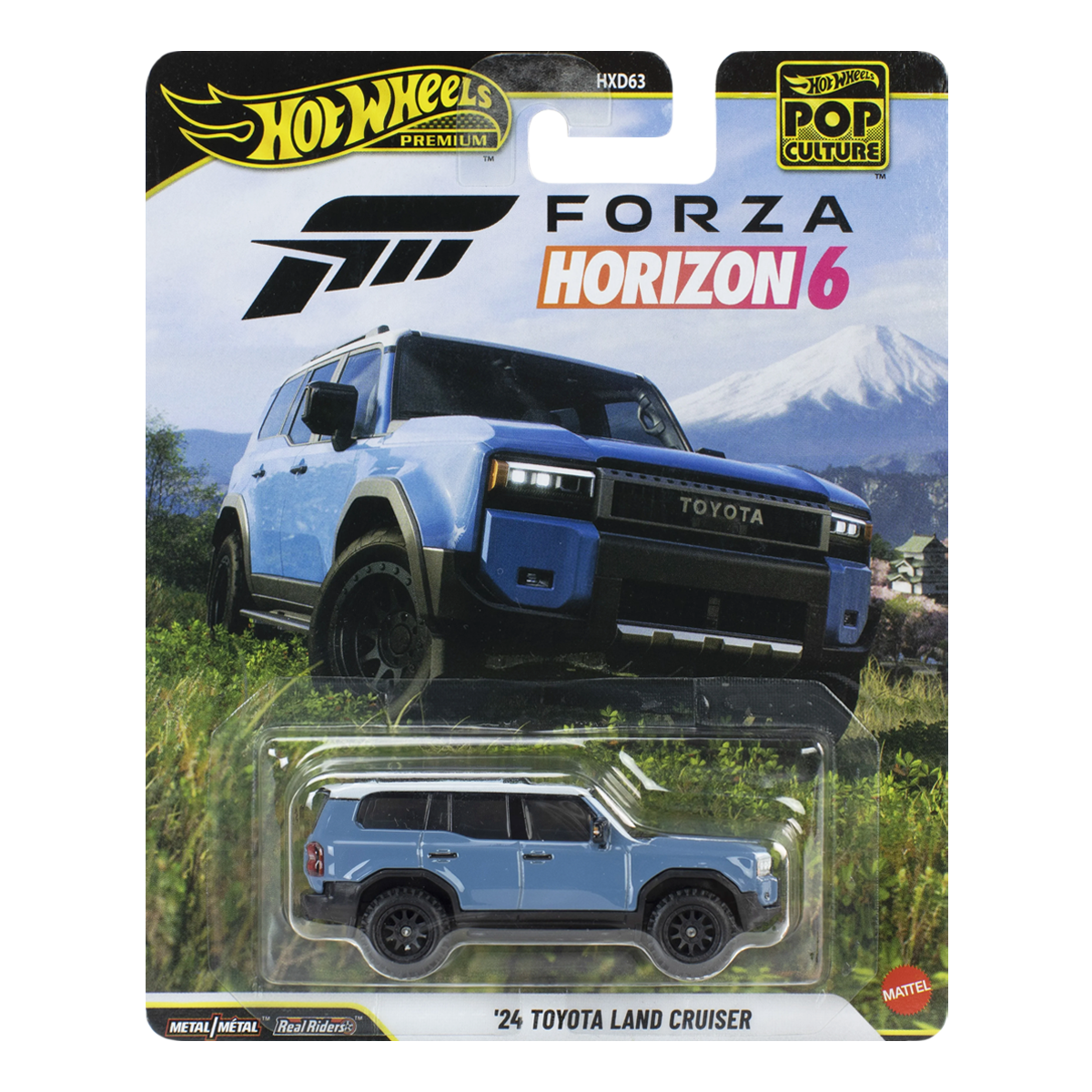 Hot Wheels Premium '24 Toyota Land Cruiser Forza Horizon 6, Pop Culture, 1:64 Scale, Authentic Vehicle Replicas, Cars, Real Riders, Metal, Display and Play, Mattel, Pop Culture 2026 2027