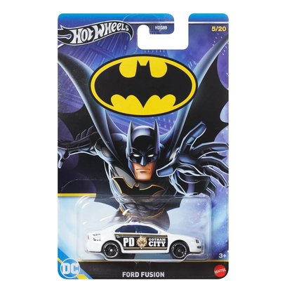 Hot Wheels Batman Theme Ford Fusion Gotham City PD 5/20, DC Comics, Cars Vehicles Trucks, Push and Play Car, 1:64 Scale Toy