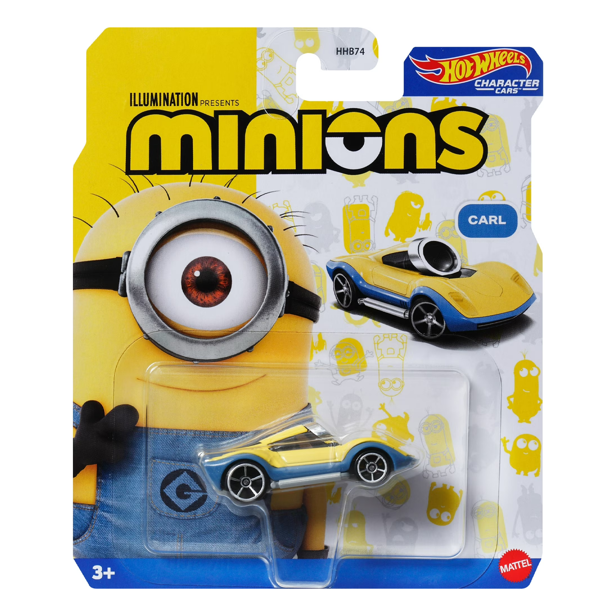 Hot Wheels Character Cars Carl, Illumination Minions, 1:64 Scale Car Vehicle, Licensed Blockbuster, Push-Around Play, Toy Collectors