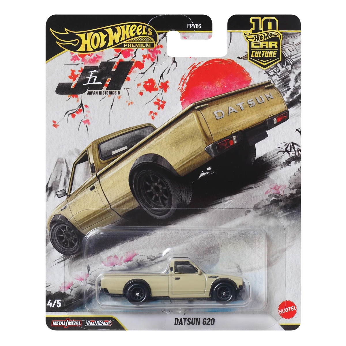 Hot Wheels Premium Datsun 620 Japan Historics 5, Car Culture, 1:64 Scale, Authentic Vehicle Replicas, Cars, Real Riders, Metal, Display and Play, Mattel, Pop Culture 2025 2026