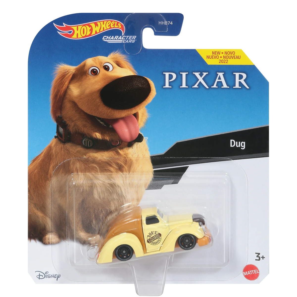Hot Wheels Character Cars Dug, Pixar Up, 1:64 Scale Car Vehicle, Licensed Blockbuster, Push-Around Play, Toy Collectors