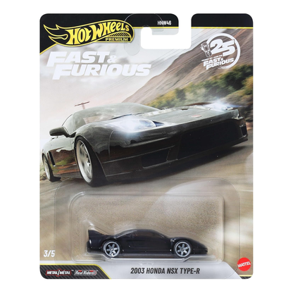 Hot Wheels Premium Fast & Furious 2003 Honda NSX Type-R, 1:64 Scale, Authentic Vehicle Replicas, Cars, Real Riders, Metal, Display and Play