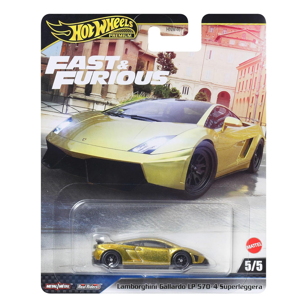 Hot Wheels Premium Fast & Furious Lamborghini Gallardo LP 570-4 Superleggera, 1:64 Scale, Authentic Vehicle Replicas, Cars, Real Riders, Metal, Display and Play