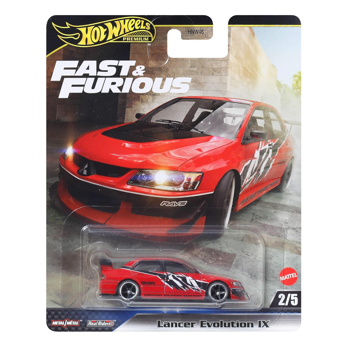 Hot Wheels Premium Fast & Furious Lancer Evolution IX, 1:64 Scale, Authentic Vehicle Replicas, Cars, Real Riders, Metal, Display and Play