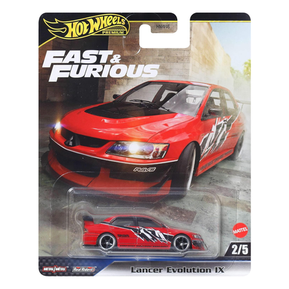 Hot Wheels Premium Fast & Furious Lancer Evolution IX, 1:64 Scale, Authentic Vehicle Replicas, Cars, Real Riders, Metal, Display and Play