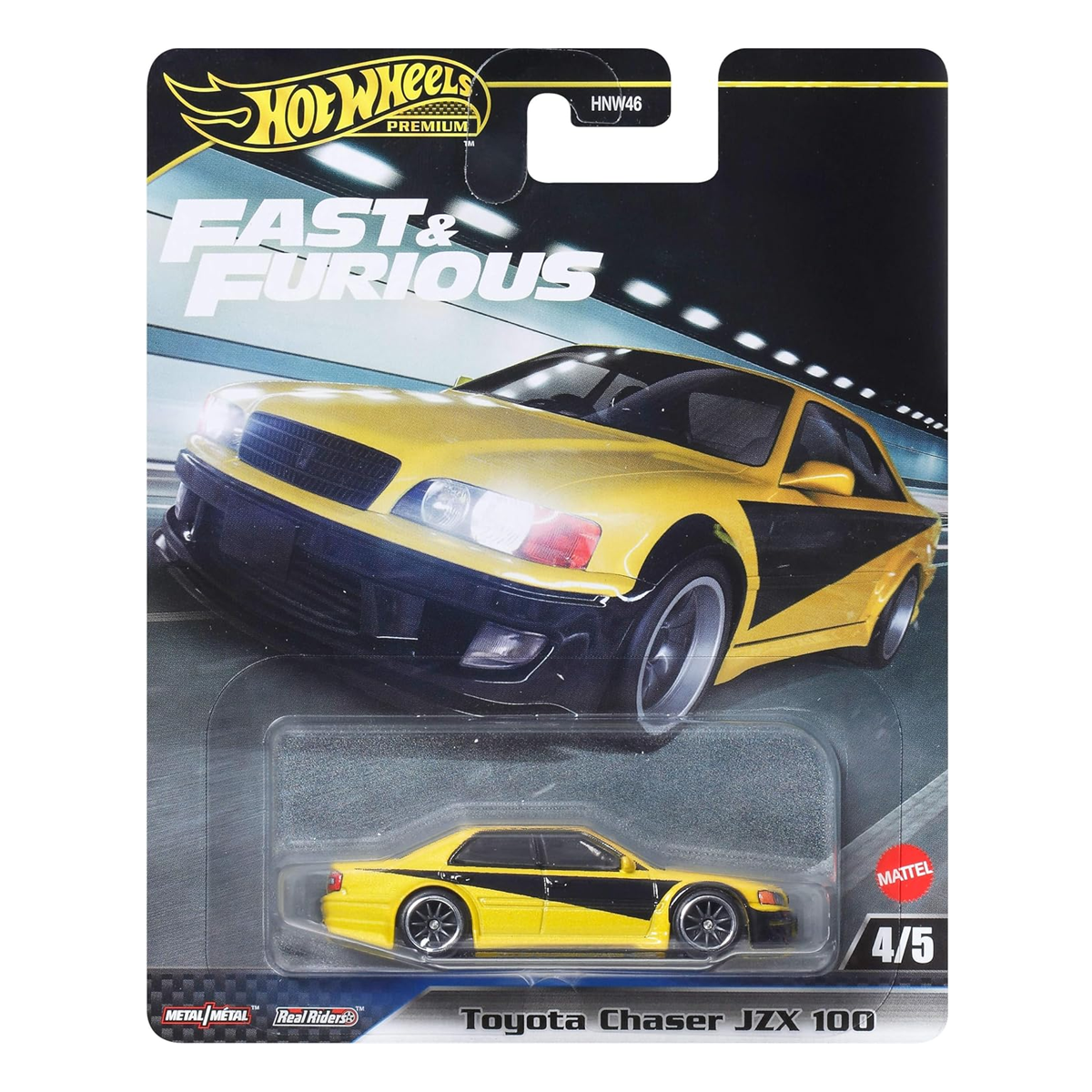 Hot Wheels Premium Fast & Furious Toyota Chaser JZX 100, 1:64 Scale, Authentic Vehicle Replicas, Cars, Real Riders, Metal, Display and Play