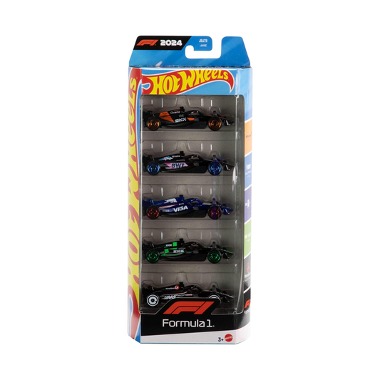Hot Wheels Formula 1 F1 5-Pack, 1:64 Scale, Authentic Vehicle Replicas, Motorsport McLaren Alpine Visa Cash, MoneyGram, Sauber, Cars, Display Push and Play, Kids and Collectors