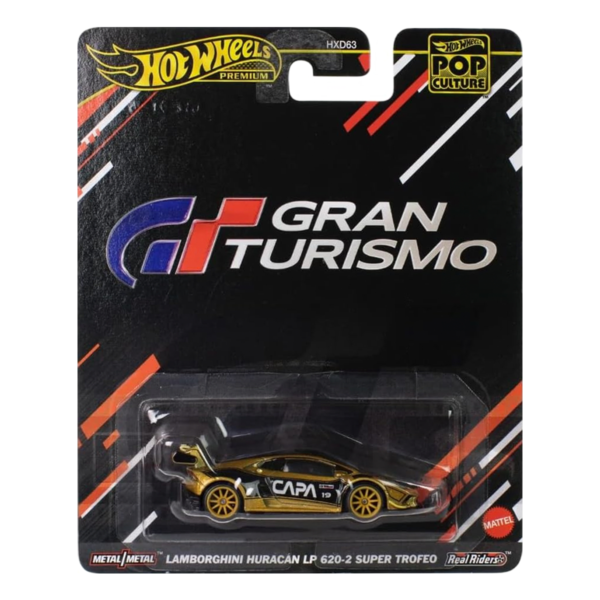 Hot Wheels Premium Gran Turismo Lamborghini Huracan LP 620-2 Super Trofeo, 1:64 Scale, Authentic Vehicle Replicas, Cars, Real Riders, Metal, Display and Play, Mattel, Pop Culture 2025 2026