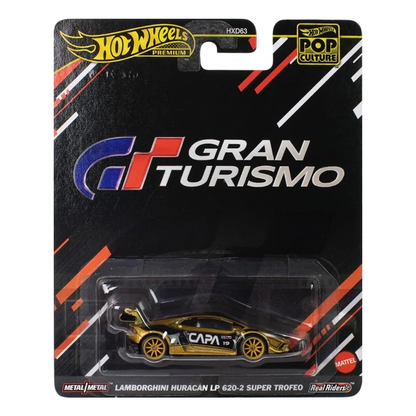 Hot Wheels Premium Gran Turismo Lamborghini Huracan LP 620-2 Super Trofeo, 1:64 Scale, Authentic Vehicle Replicas, Cars, Real Riders, Metal, Display and Play, Mattel, Pop Culture 2025 2026