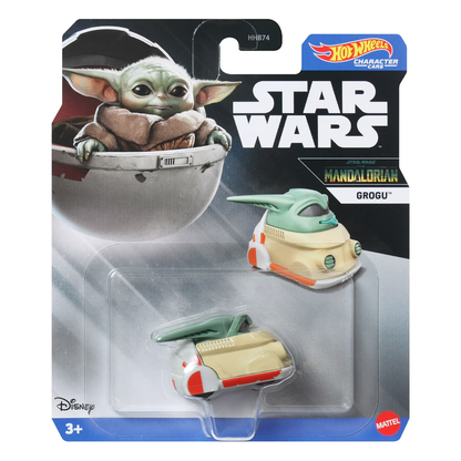 Hot Wheels Character Cars Grogu, Star Wars The Mandalorian, 1:64 Scale Car Vehicle, Licensed Blockbuster, Push-Around Play, Toy Collectors