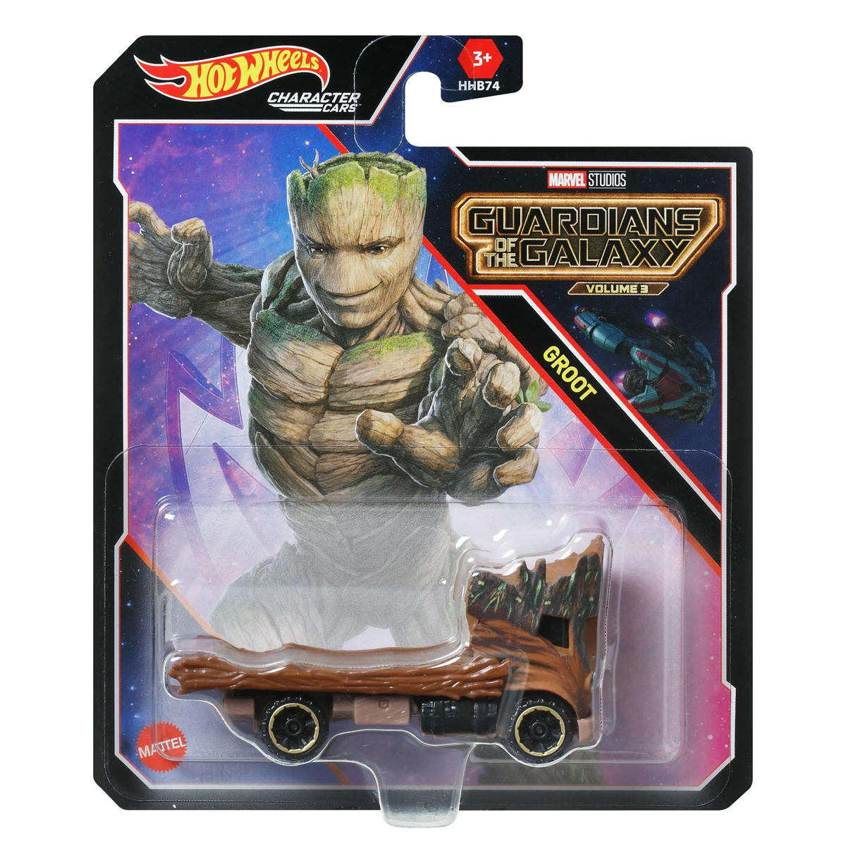 Hot Wheels Character Cars Groot, Guardians of the Galaxy, 1:64 Scale Car Vehicle, Licensed Blockbuster Marvel, Push-Around Play, Toy Collectors