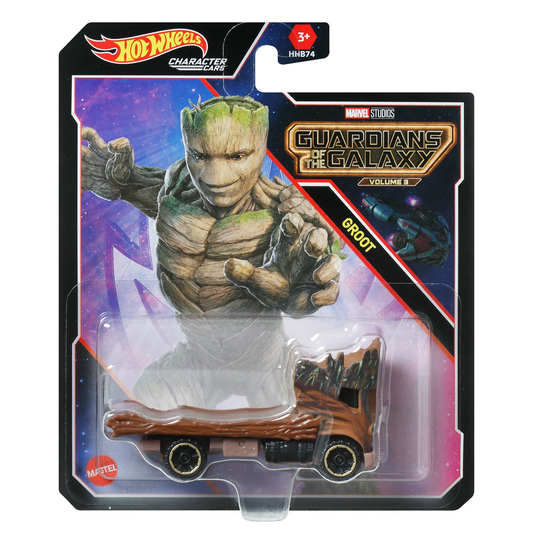 Hot Wheels Character Cars Groot, Guardians of the Galaxy, 1:64 Scale Car Vehicle, Licensed Blockbuster Marvel, Push-Around Play, Toy Collectors