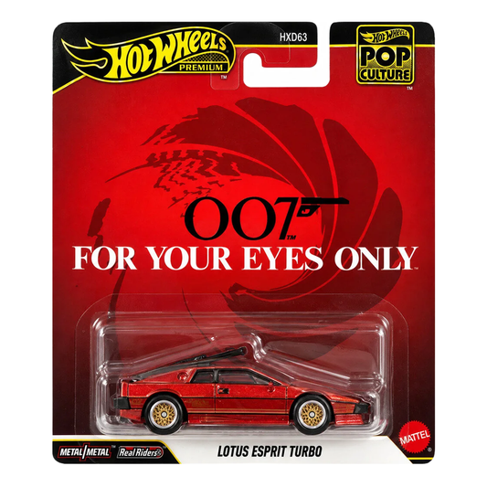 Hot Wheels Premium Lotus Esprit Turbo 007 For Your Eyes Only, Pop Culture, 1:64 Scale, Authentic Vehicle Replicas, Cars, Real Riders, Metal, Display and Play, Mattel, Pop Culture 2026 2027