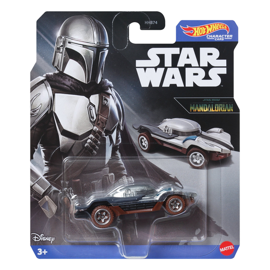 Hot Wheels Character Cars Star Wars The Mandalorian, 1:64 Scale Car Vehicle, Licensed Blockbuster, Push-Around Play, Toy Collectors