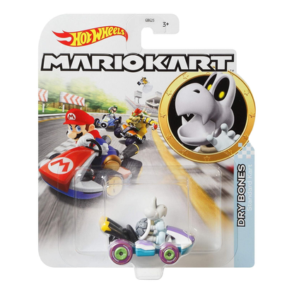 Hot Wheels Mario Kart Dry Bones Standard Kart, Push and Play Car, Toy Cars, Stunt Race Adventure, Fan Favorite, Collector, 2026