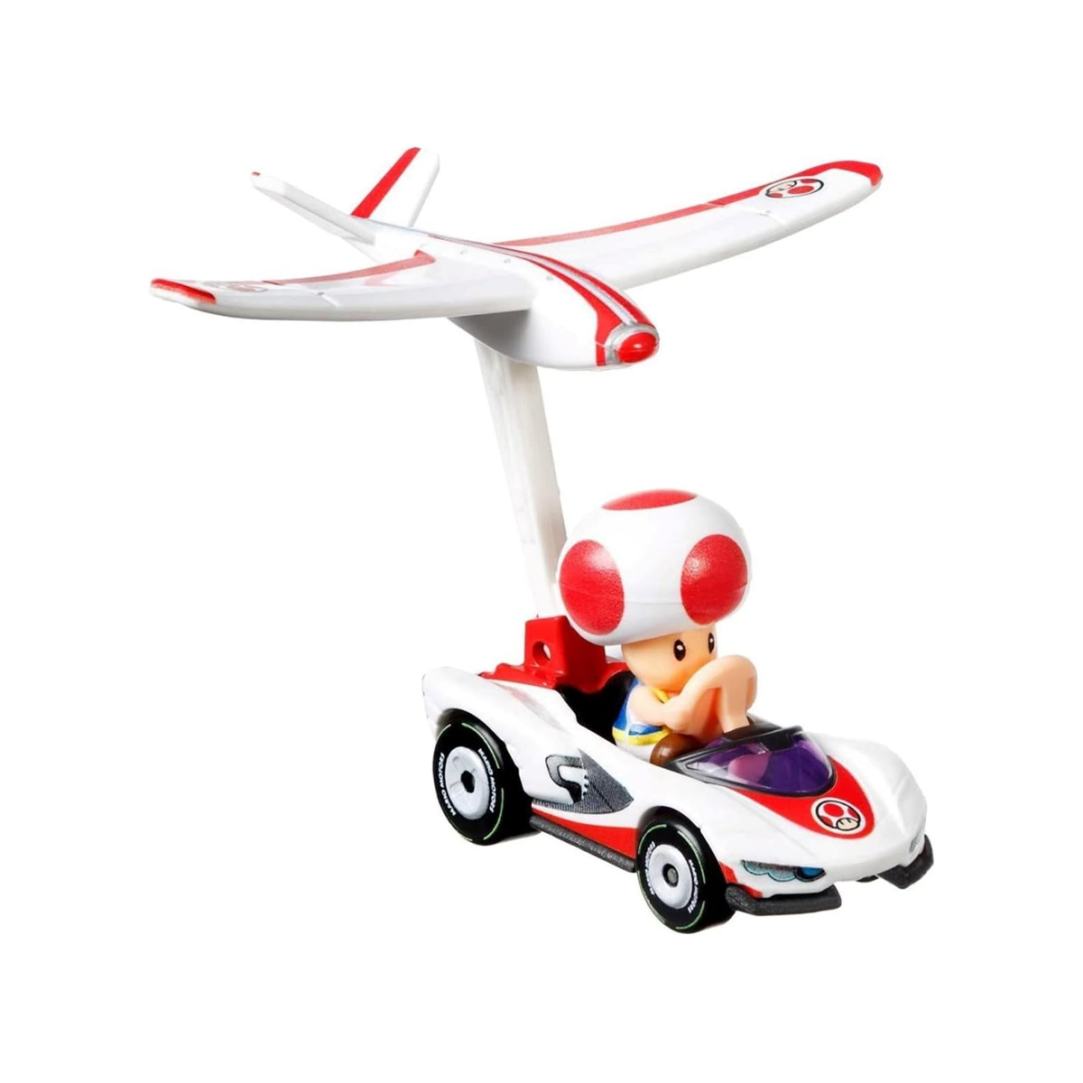 Hot Wheels Mario Kart Gliders Toad P-Wing, Push and Play Plane Car, Toy Cars, Stunt Race Adventure, Fan Favorite, Collector, 2026 Mattel
