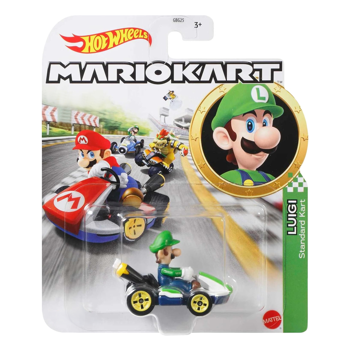 Hot Wheels Mario Kart Luigi Standard Kart, Push and Play Car, Toy Cars, Stunt Race Adventure, Fan Favorite, Collector, 2026