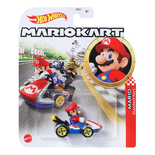 Hot Wheels Mario Kart Mario Standard Kart, Push and Play Car, Toy Cars, Stunt Race Adventure, Fan Favorite, Collector, 2026 Mattel