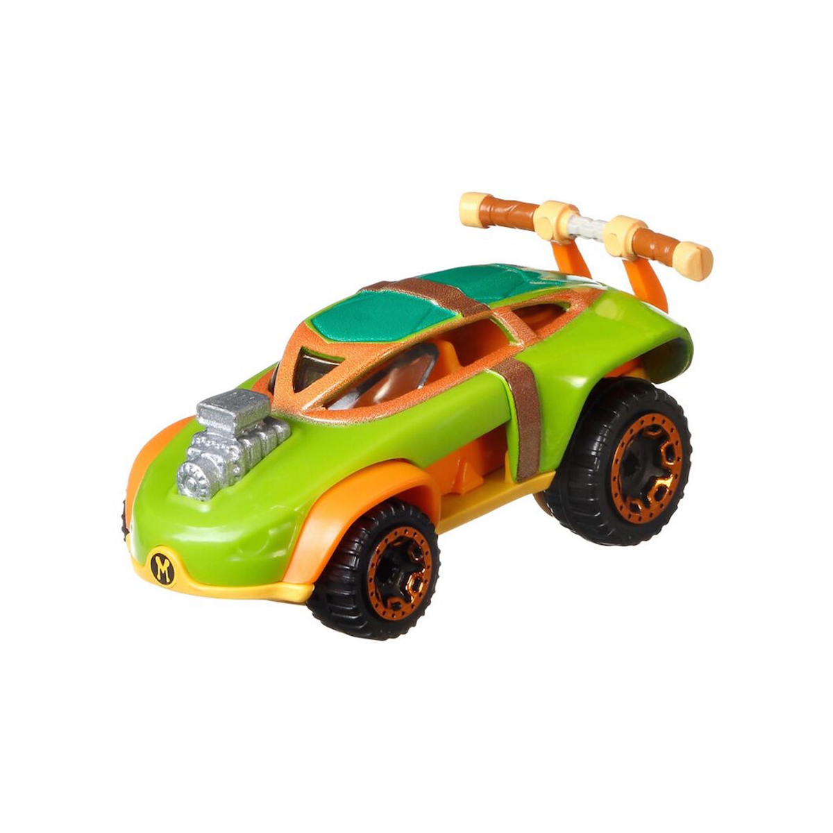 Hot Wheels Character Cars Michelangelo TMNT Teenage Mutant Ninja Turtles Nickelodeon, 1:64 Scale Car Vehicle, Licensed Blockbuster, Push-Around Play, Toy Collectors