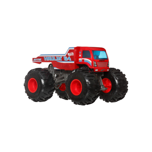 Hot Wheels Oversized Monster Trucks Haulin' 64, 1:24 Scale, Collectors Kids Toys, Push and Play, Crushing Smashing, Giant Wheels Die-Cast Metal Truck