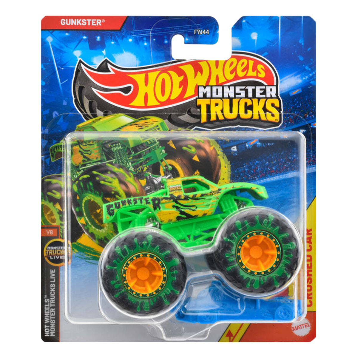 Hot Wheels Monster Trucks Gunkster, HWMT, Back To Basics, Crushed Car, 1:64 Scale, Authentic Vehicle Replicas, Cars, Display and Play, Mattel, 2025 2026
