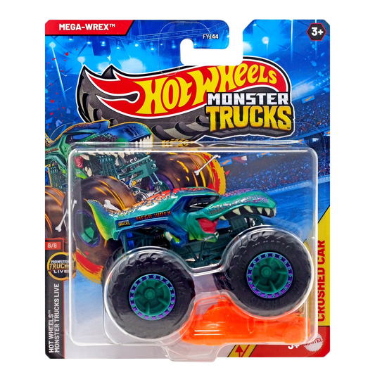 Hot Wheels Monster Trucks Mega-Wrex, HWMT, Crushed Car, 1:64 Scale, Authentic Vehicle Replicas, Cars, Display and Play, Mattel, 2026