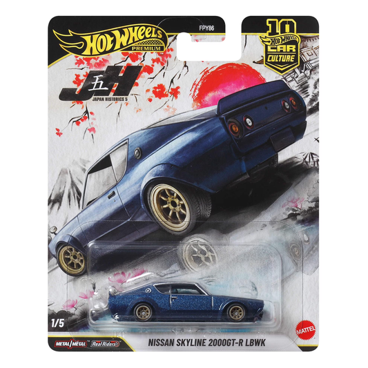 Hot Wheels Premium Nissan Skyline 2000GT-R LBWK Japan Historics 5, Car Culture, 1:64 Scale, Authentic Vehicle Replicas, Cars, Real Riders, Metal, Display and Play, Mattel, Pop Culture 2025 2026