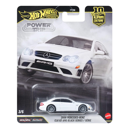 Hot Wheels Premium 2008 Mercedes-Benz CLK 63 AMG Black Series Power Trip, Car Culture, 1:64 Scale, Authentic Vehicle Replicas, Cars, Real Riders, Metal, Display and Play, Mattel, Pop Culture 2025 2026