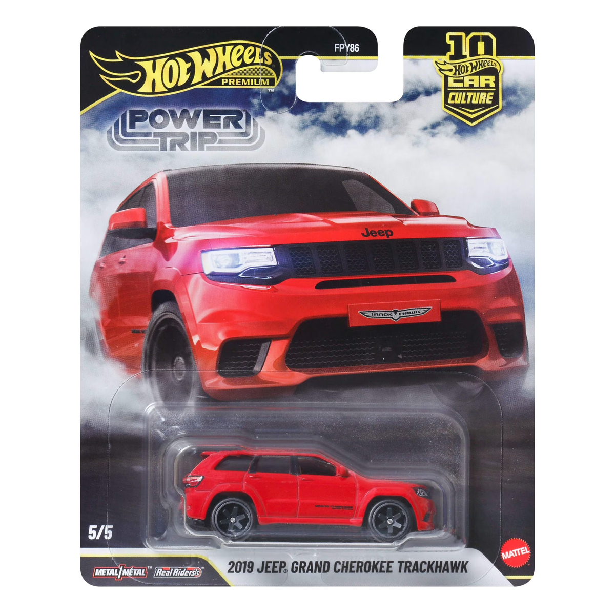 Hot Wheels Premium 2019 Jeep Grand Cherokee Trackhawk Power Trip, Car Culture, 1:64 Scale, Authentic Vehicle Replicas, Cars, Real Riders, Metal, Display and Play, Mattel, Pop Culture 2025 2026