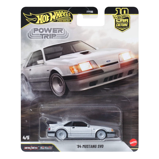 Hot Wheels Premium 84 Mustang SVO Power Trip, Car Culture, 1:64 Scale, Authentic Vehicle Replicas, Cars, Real Riders, Metal, Display and Play, Mattel, Pop Culture 2025 2026