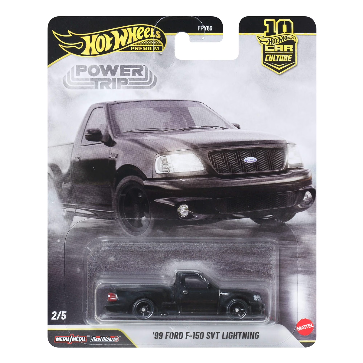 Hot Wheels Premium '99 Ford F-150 SVT Lightning Power Trip, Car Culture, 1:64 Scale, Authentic Vehicle Replicas, Cars, Real Riders, Metal, Display and Play, Mattel, Pop Culture 2025 2026