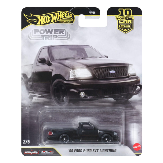 Hot Wheels Premium '99 Ford F-150 SVT Lightning Power Trip, Car Culture, 1:64 Scale, Authentic Vehicle Replicas, Cars, Real Riders, Metal, Display and Play, Mattel, Pop Culture 2025 2026