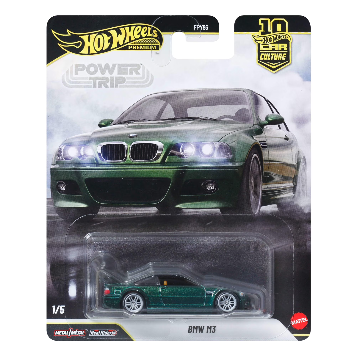 Hot Wheels Premium BMW M3 Power Trip, Car Culture, 1:64 Scale, Authentic Vehicle Replicas, Cars, Real Riders, Metal, Display and Play, Mattel, Pop Culture 2025 2026