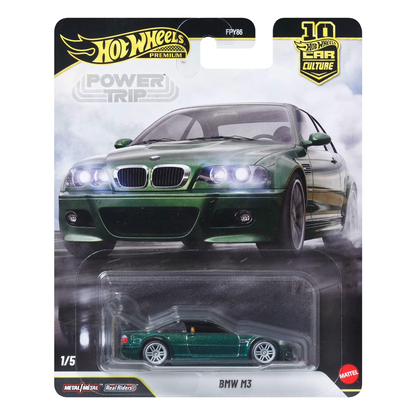 Hot Wheels Premium BMW M3 Power Trip, Car Culture, 1:64 Scale, Authentic Vehicle Replicas, Cars, Real Riders, Metal, Display and Play, Mattel, Pop Culture 2025 2026