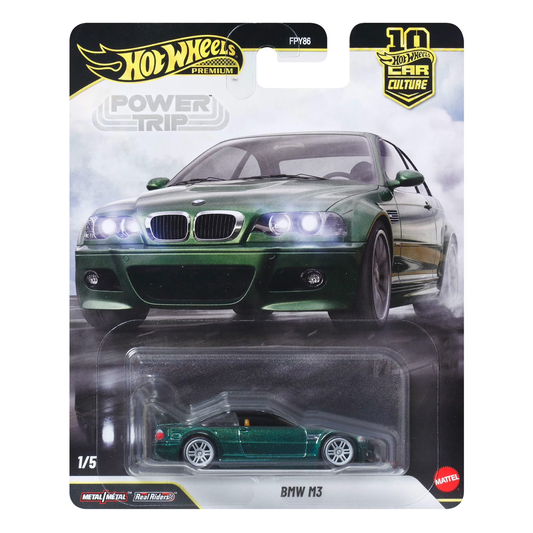 Hot Wheels Premium BMW M3 Power Trip, Car Culture, 1:64 Scale, Authentic Vehicle Replicas, Cars, Real Riders, Metal, Display and Play, Mattel, Pop Culture 2025 2026