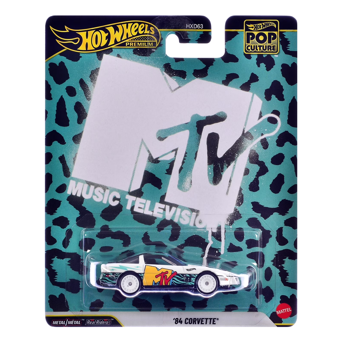 Hot Wheels Premium MTV '84 Corvette, Car Culture, 1:64 Scale, Authentic Vehicle Replicas, Cars, Real Riders, Metal, Display and Play, Mattel, Pop Culture 2025 2026