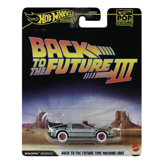 Hot Wheels Premium Back To The Future Part 3 Time Machine 1955, Pop Culture, 1:64 Scale, Authentic Vehicle Replicas, Cars, Real Riders, Metal, Display and Play, Mattel, Pop Culture 2025 2026