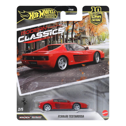 Hot Wheels Premium Ferrari Testarossa, Modern Classics, Car Culture, 1:64 Scale, Authentic Vehicle Replicas, Cars, Real Riders, Metal, Display and Play, Mattel, Pop Culture 2025 2026