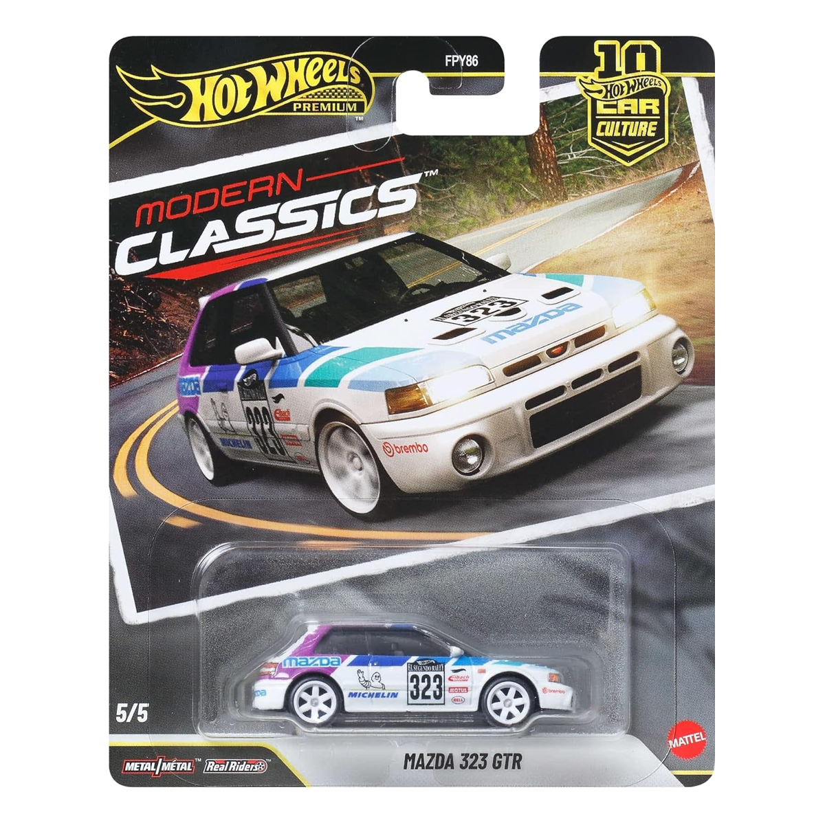 Hot Wheels Premium Mazda 323 GTR, Modern Classics, Car Culture, 1:64 Scale, Authentic Vehicle Replicas, Cars, Real Riders, Metal, Display and Play, Mattel, Pop Culture 2025 2026