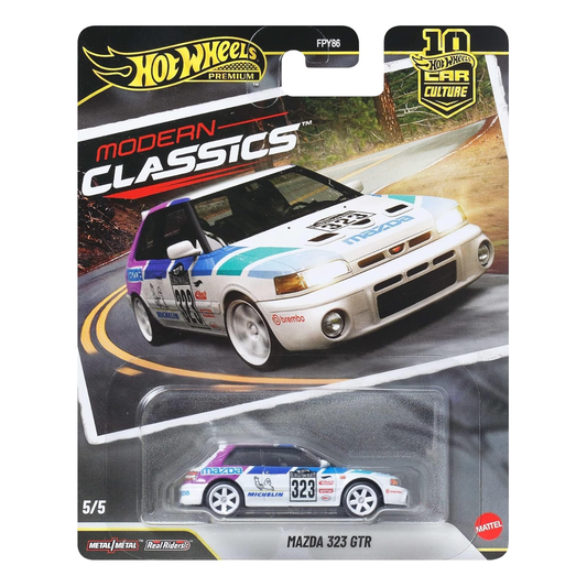 Hot Wheels Premium Mazda 323 GTR, Modern Classics, Car Culture, 1:64 Scale, Authentic Vehicle Replicas, Cars, Real Riders, Metal, Display and Play, Mattel, Pop Culture 2025 2026