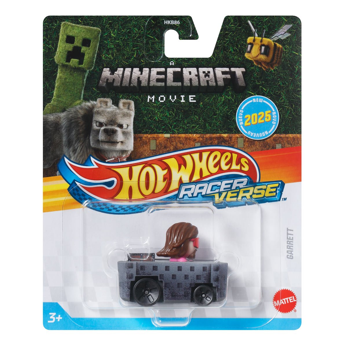 Hot Wheels Racer Verse Garrett A Minecraft Movie, 2025 2026, Toy Cars Vehicles Die-Cast, 1:64 Scale, Push and Go Play