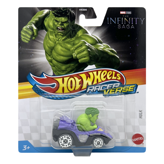 Hot Wheels Racer Verse Hulk, Marvel The Infinity Saga, 2025 2026, Toy Cars Vehicles Die-Cast, 1:64 Scale, Push and Go Play