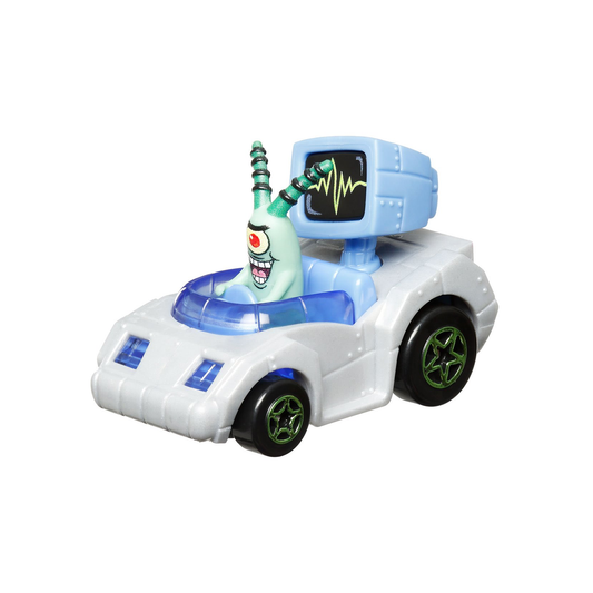 Hot Wheels Racer Verse Plankton and SpongeBob SquarePants, 2026 2-Pack, Nickelodeon, Toy Cars Vehicles Die-Cast, 1:64 Scale, Push and Go Play