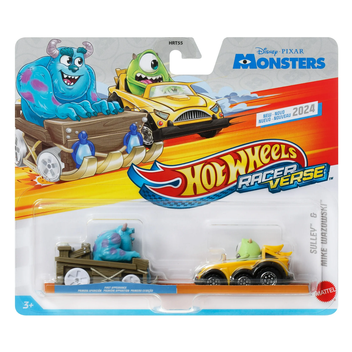 Hot Wheels Racer Verse Sulley and Mike Wazowski, Disney Pixar Monsters, 2026 2-Pack, DC Comics, Toy Cars Vehicles Die-Cast, 1:64 Scale, Push and Go Play