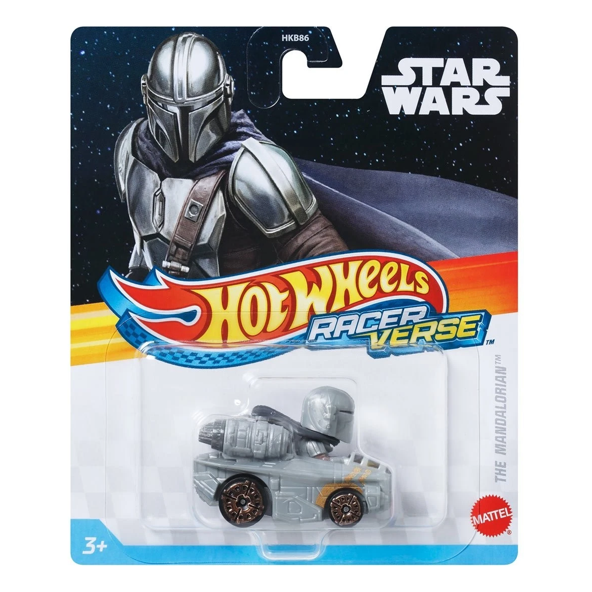 Hot Wheels Racer Verse The Mandalorian, Star Wars, 2025 2026, Toy Cars Vehicles Die-Cast, 1:64 Scale, Push and Go Play