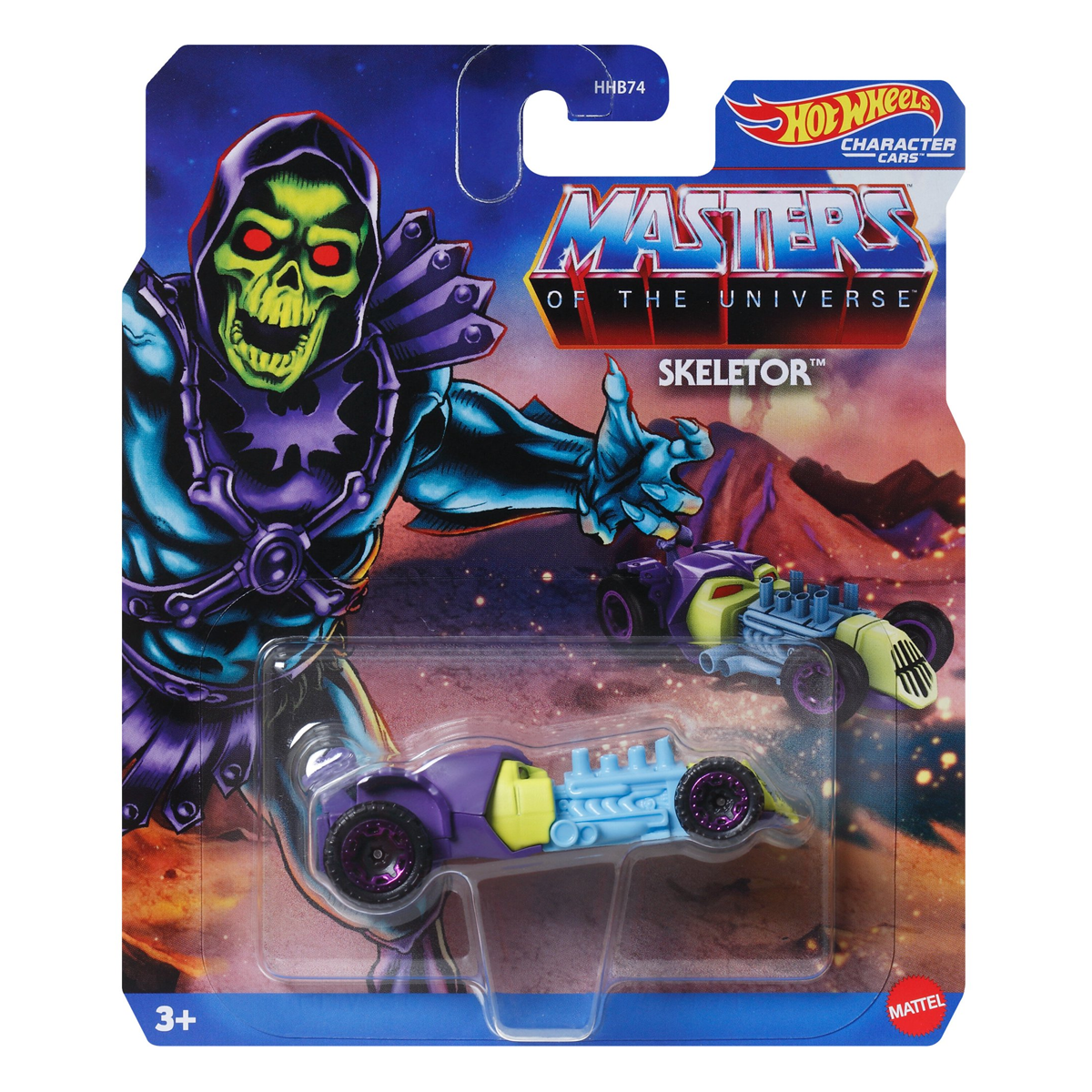 Hot Wheels Character Cars Skeletor, Masters of the Universe, 1:64 Scale Car Vehicle, Licensed Blockbuster, Push-Around Play, Toy Collectors