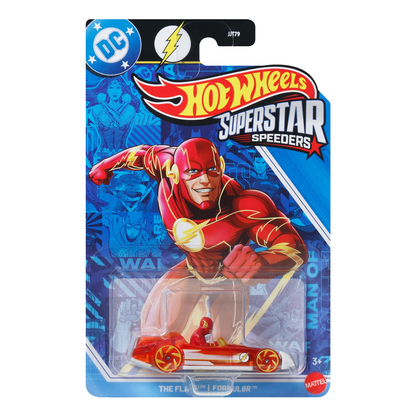 Hot Wheels Superstar Speeders The Flash DC Comics, Toy Race Car, Original Character, Formul8r, Push and Play