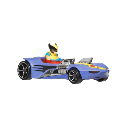 Hot Wheels Superstar Speeders Wolverine X-Men '97 Marvel, Toy Race Car, Original Character, Twinmill III Push and Play